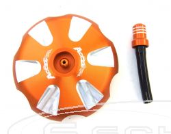 SCHREMS TANKDECKEL ALU KTM -06 / HUSABERG -08/ SU LT ALLE ORANGE