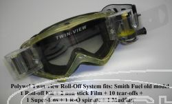 ROLL-OFF SYSTEM TWIN-VIEW 1 ROLL-OFF KIT + 2 NON-STICK FILME + 10 ABREISSSCHEIBEN + 1 SUPER-GLAS + 1 R-O SPINDEL + 1 MUDFLAP, SMITH FUEL OLD MODELL