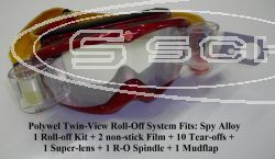 ROLL-OFF SYSTEM TWIN-VIEW 1 ROLL-OFF KIT + 2 NON-STICK FILME + 10 ABREISSSCHEIBEN + 1 SUPER-GLAS + 1 R-O SPINDEL + 1 MUDFLAP, SPY ALLOY