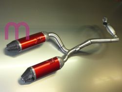 HGS FACTORY AUSPUFF KIT, EDELSTAHL-KRMMER/MITTELROHR, ZWEI ROHR ALU SCHALLDMPFER T1 OVAL MOTO CROSS HONDA CRF 450R 13-14