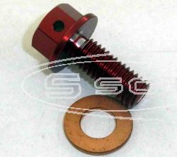 SCHREMS MAGNETIC DRAIN BOLT ALU RED MAGNET M8X20-P1.25 HONDA CRF 250R 10- CRF 450R 09-