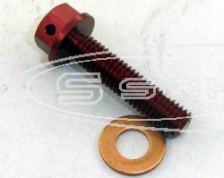 SCHREMS ŠROUB NA VMĚNU OLEJE ALU RED MAGNET M8X35-P1.25 HONDA CRF 150R7 CRF 450R 02-087 CRF 450x 05-