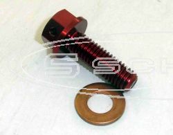 SCHREMS ŠROUB NA VMĚNU OLEJE ALU RED MAGNET M8X25-P1.25 HONDA CRF 250R 04-09 CRF 250X 05-