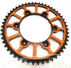 SCHREMS REAR SPROCKET ALU-STEEL FUSION PREMIUM 48-Z ORANGE/BLACK KTM MC/MX/EXC/EXC-F/SX/SX-F/LC-4 125-640 ALL MODELS 1991-, HUSQVARNA ALL MODELS TC/FC 125-505 14-, HUSABERG ALL MODELS 00-13