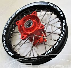 SM PRO PLATINUM KOMPLETT-RAD - KTM SX50 (14-17) - HUSQVARNA TC50 2017 on - hinten (12 x 1.60) - orange Nabe / glanz schwarz Felge / nickel Nippel