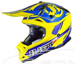 JUST1 MOTO-CROSS PROFI HELM J32 PRO RAVE BLAU-GELB