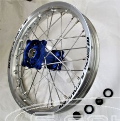 SM PRO PLATINUM COMPLETE-WHEEL - SUZUKI RM85 (02-17), YAMAHA YZ85 (02-22) - Rear (16 x 1.85) - blue Hub / silver Rim / Nickel Nipples