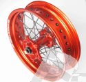 SM PRO SUPERMOTO KOMPLETNÍ KOLO - KTM (HUSABERG, HUSQVARNA) - 20+25mm OSA (03-16) - ZADNÍ (17 x 4.25) - ORANŽOVÝ NÁBOJ / LESKLÝ ORANŽOVÝ RÁFEK / ČERNÉ NIPLE