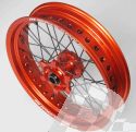 SM PRO SUPERMOTO COMPLETE-WHEEL - KTM (HUSABERG, HUSQVARNA) - 22+26mm Spindle (03-17) - Front (17 x 3.50) - Orange Hub / Gloss Orange Rim / Black Nipples / Black Spokes